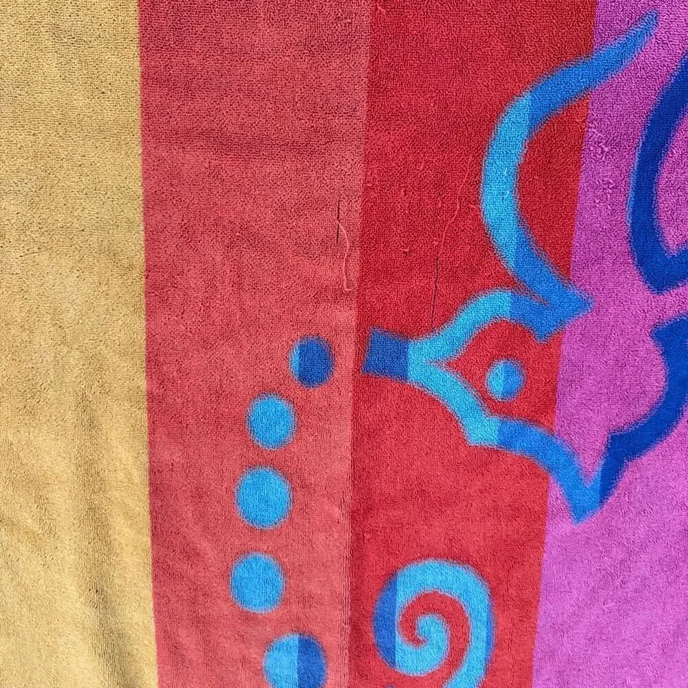 Vintage TerriSol Beach Towel Seahorse Stripe 1990s Terri Sol G